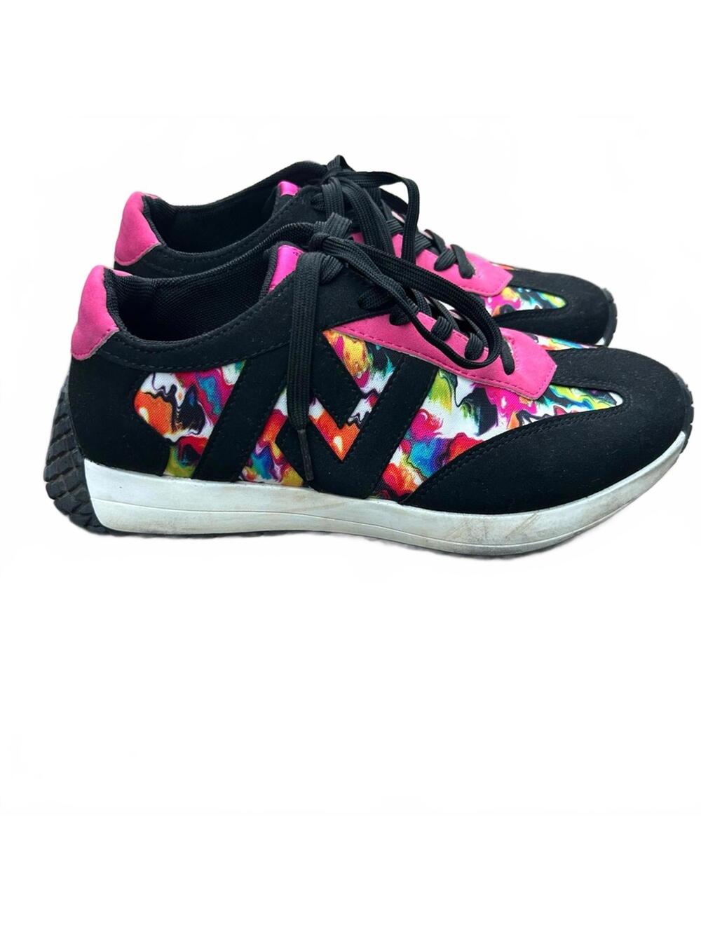 VEVO ACTIVE Bennett Black & Hot Pink Multi Sneakers | Size 9
